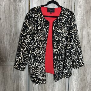Lafayette 148 Blazer Jacket Size 22W Neoprene Animal Print Classic Career